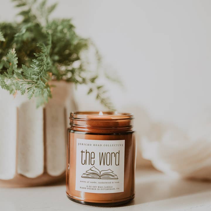 The Word Soy Wax Candle for wholesale by Jericho Road Collective