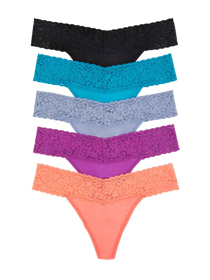 Stretch Lace Top Thong 5-Pack - Brilliant Gems for wholesale by Felina