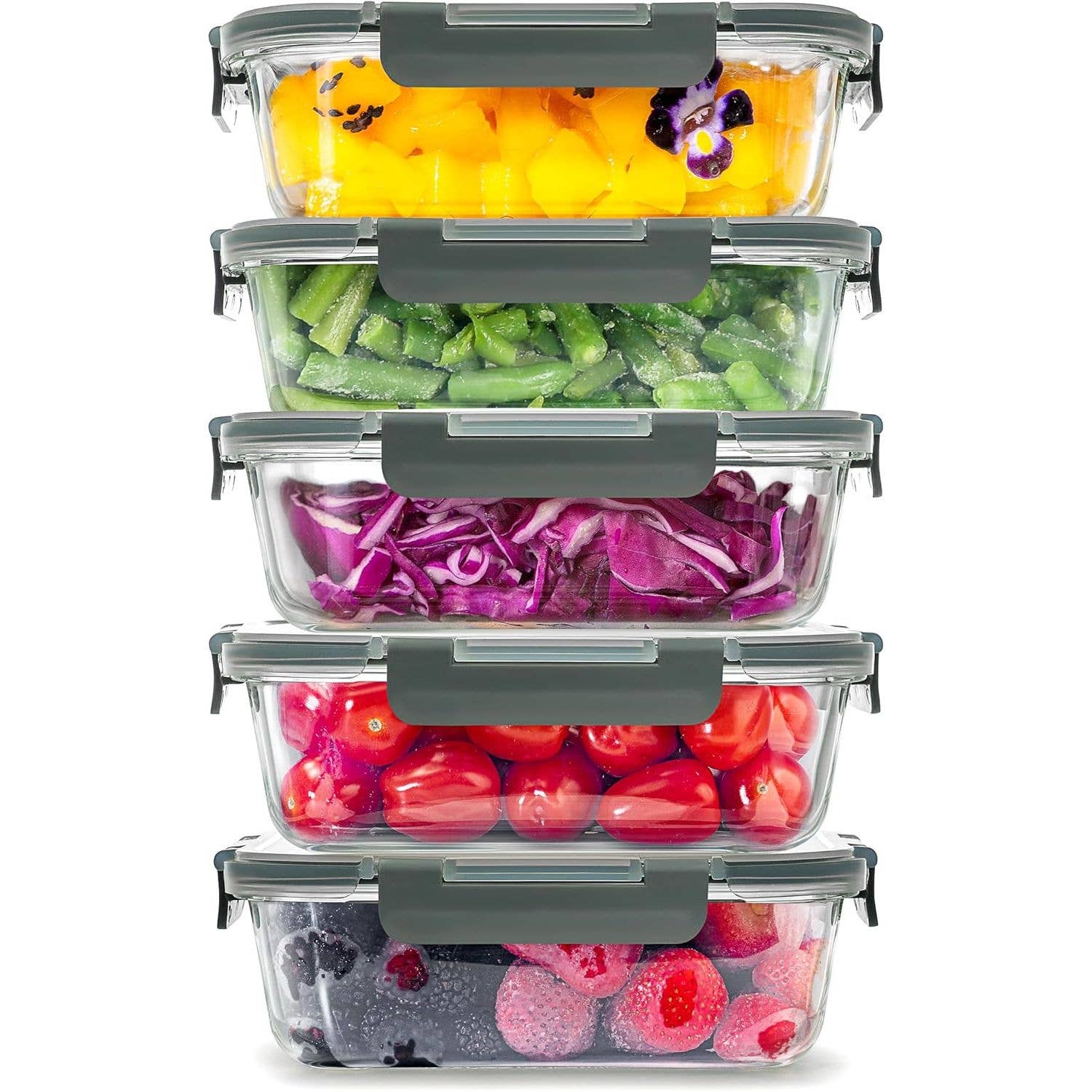 Zulay Kitchen - Wholesale Food Storage Container - Glass Food Containers with Lids (5-Pack)1