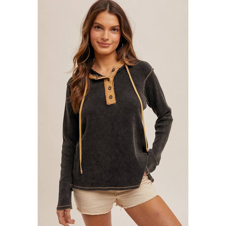 SNOW WASH THERMAL HOODIE TOP for wholesale by Apolline