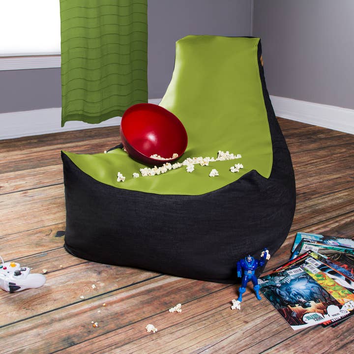 LuvU - Wholesale Chair - Jaxx Pixel Gamer Bean Bag Chair, Premium Vinyl / Dark Denim97