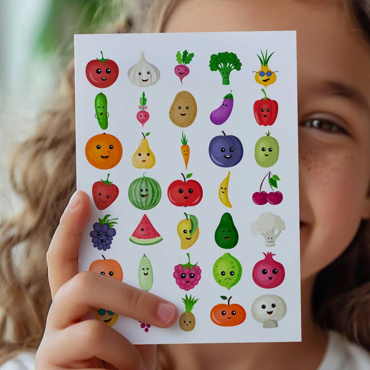 Foglio di adesivi Verdure e Frutta per la vendita all'ingrosso da parte di Sticker Varia
