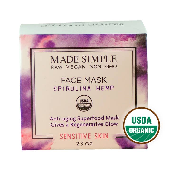 Made Simple Skin Care – wholesale Ansiktsmasker – Spirulina hampa ansiktsmask - certifierad ekologisk, vegan