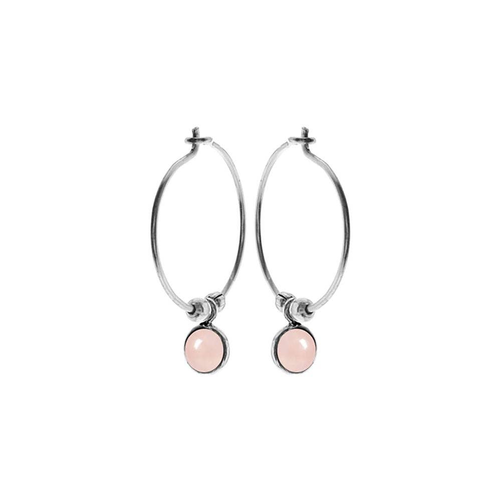 Kali Ma Designs - Sterling Silver Jewellery – wholesale Hoop earrings – Ivy hoops with rose quartz (small)0