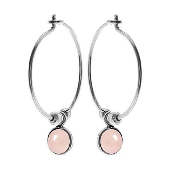 Kali Ma Designs - Sterling Silver Jewellery – wholesale Hoop earrings – Ivy hoops with rose quartz (small)0