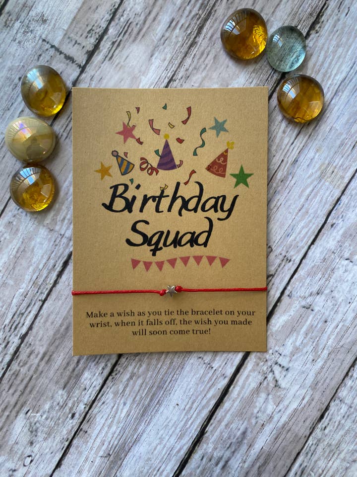 Birthday Squad, Birthday wish bracelet for wholesale by Lillydesigncrafts