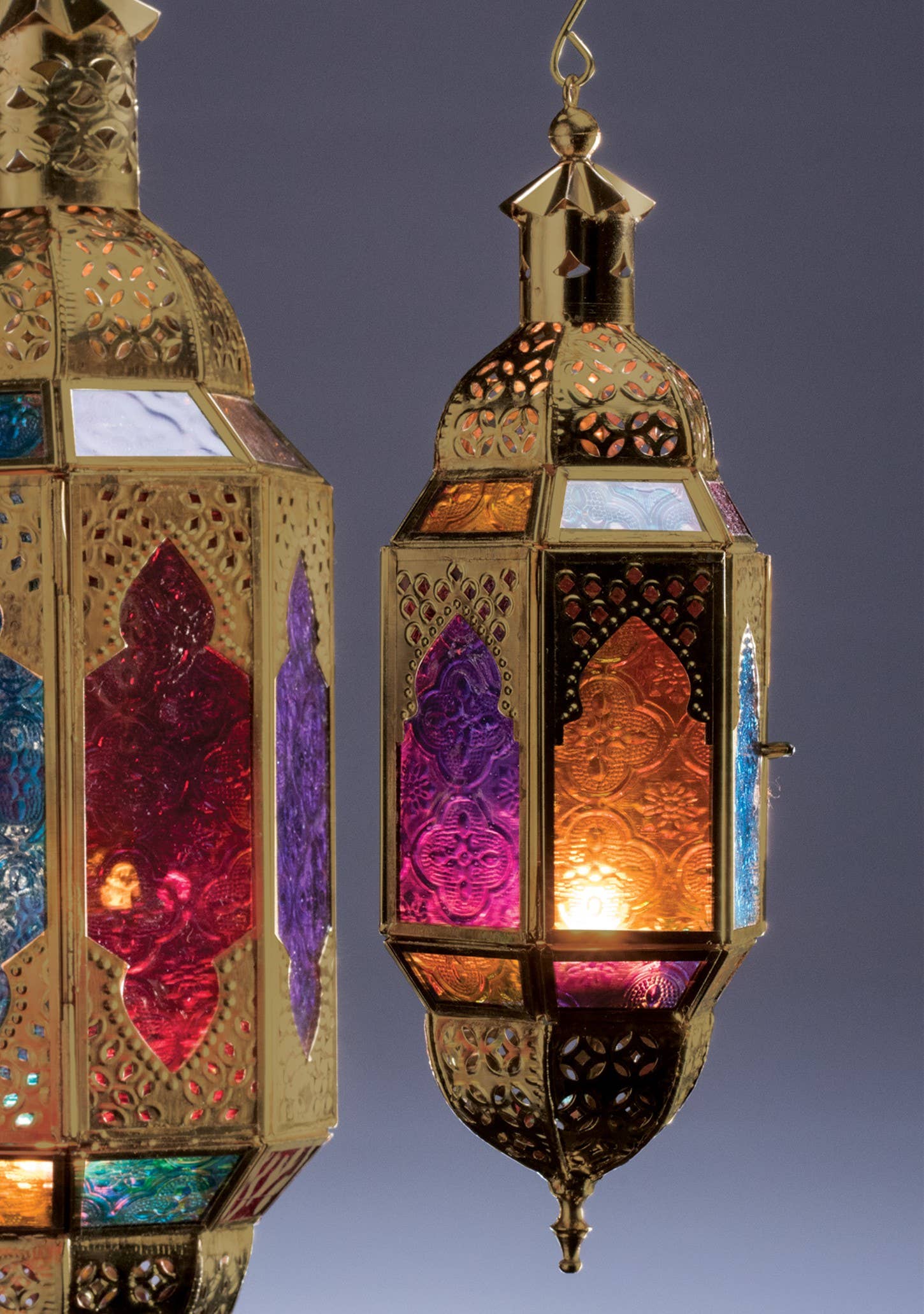 Namaste - Wholesale Lantern - Gold Finish Hanging Multi Glass Lantern