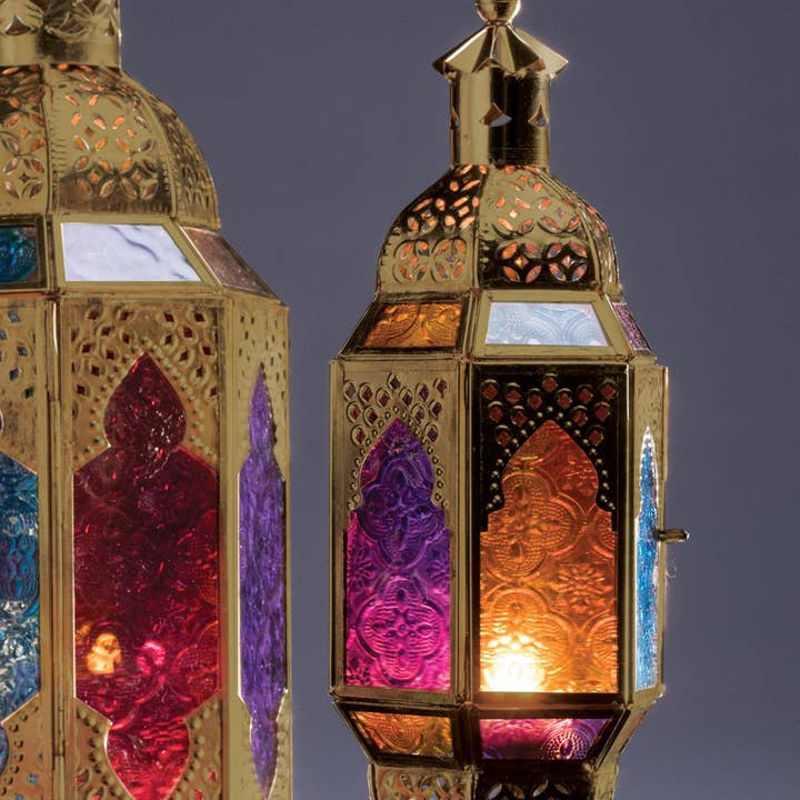 Namaste - Wholesale Lantern - Gold Finish Hanging Multi Glass Lantern0