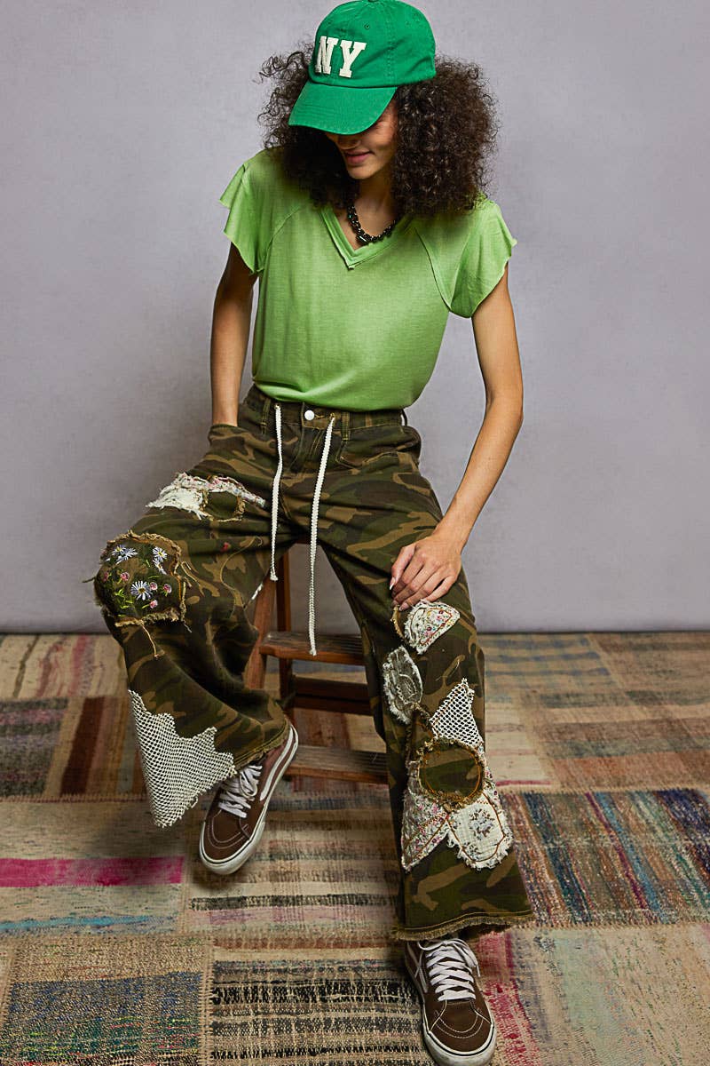 Pol Clothing - Wholesale T-Shirt - Women's - V-neck ruffle short sleeve solid basic cotton top30