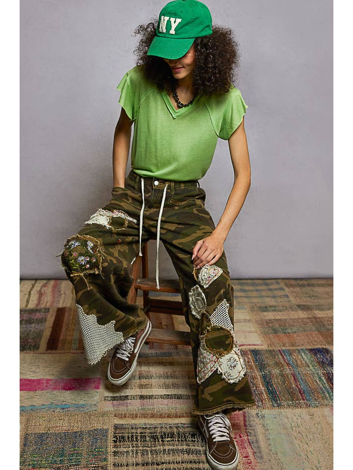 Pol Clothing - Wholesale T-Shirt - Women's - V-neck ruffle short sleeve solid basic cotton top30