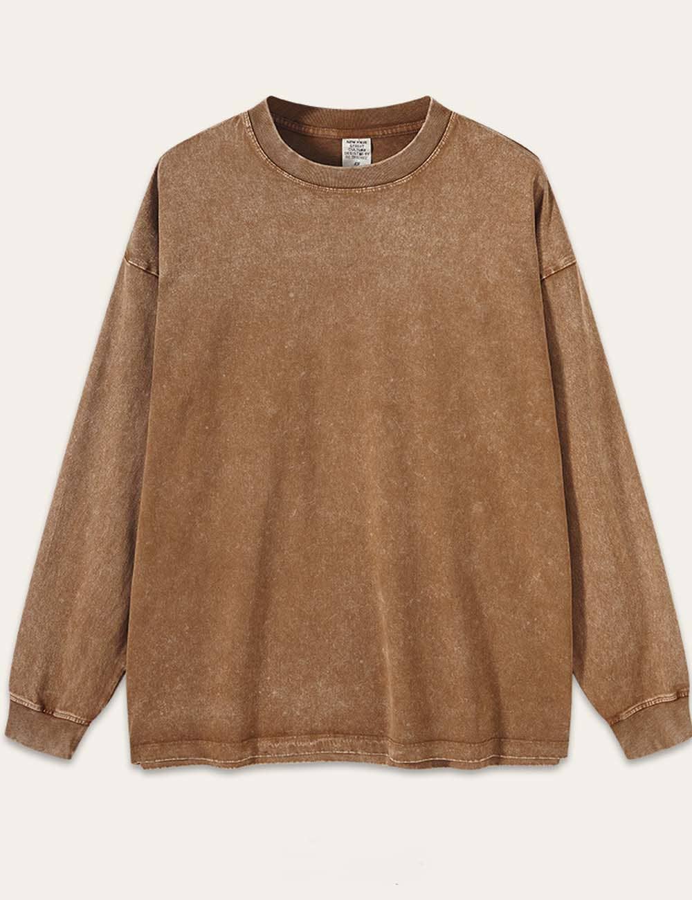 Dipped Shop - Wholesale T-Shirt - Women's - Vintage Washed Crew Neck Long Sleeve T-shirt DP25E5691