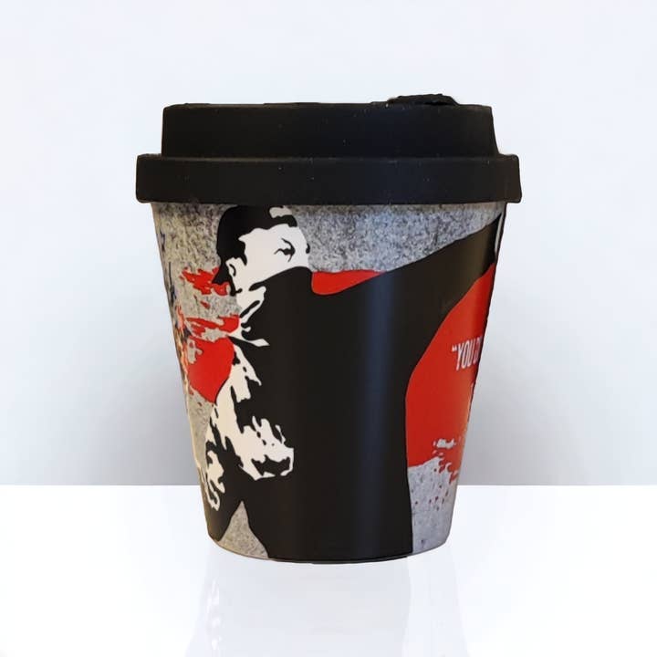 URBAN.ITY SRL - Wholesale Insulated Mug/Tumbler - Banksy Travel Cup in RPET 230 ml - The Flower Thrower2