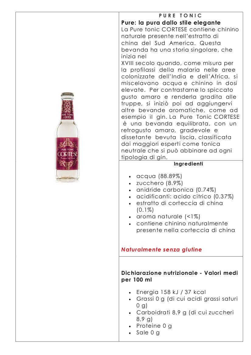 Metina SAS - Wholesale Tonic - Pure Tonic Cortese premium drankje 20 cl1