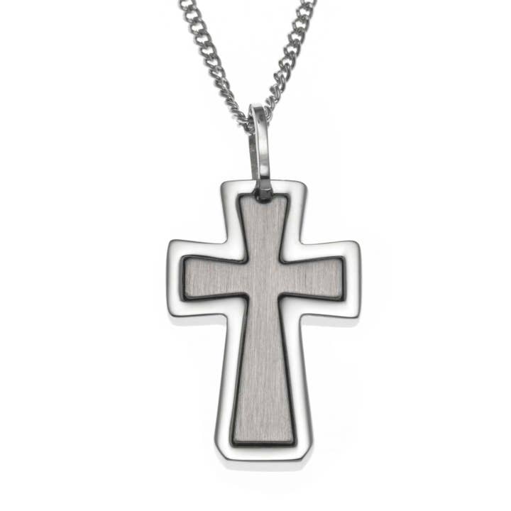Stainless Steel Christian Cross Necklace Women Men Religious for wholesale by Joyful Sentiments