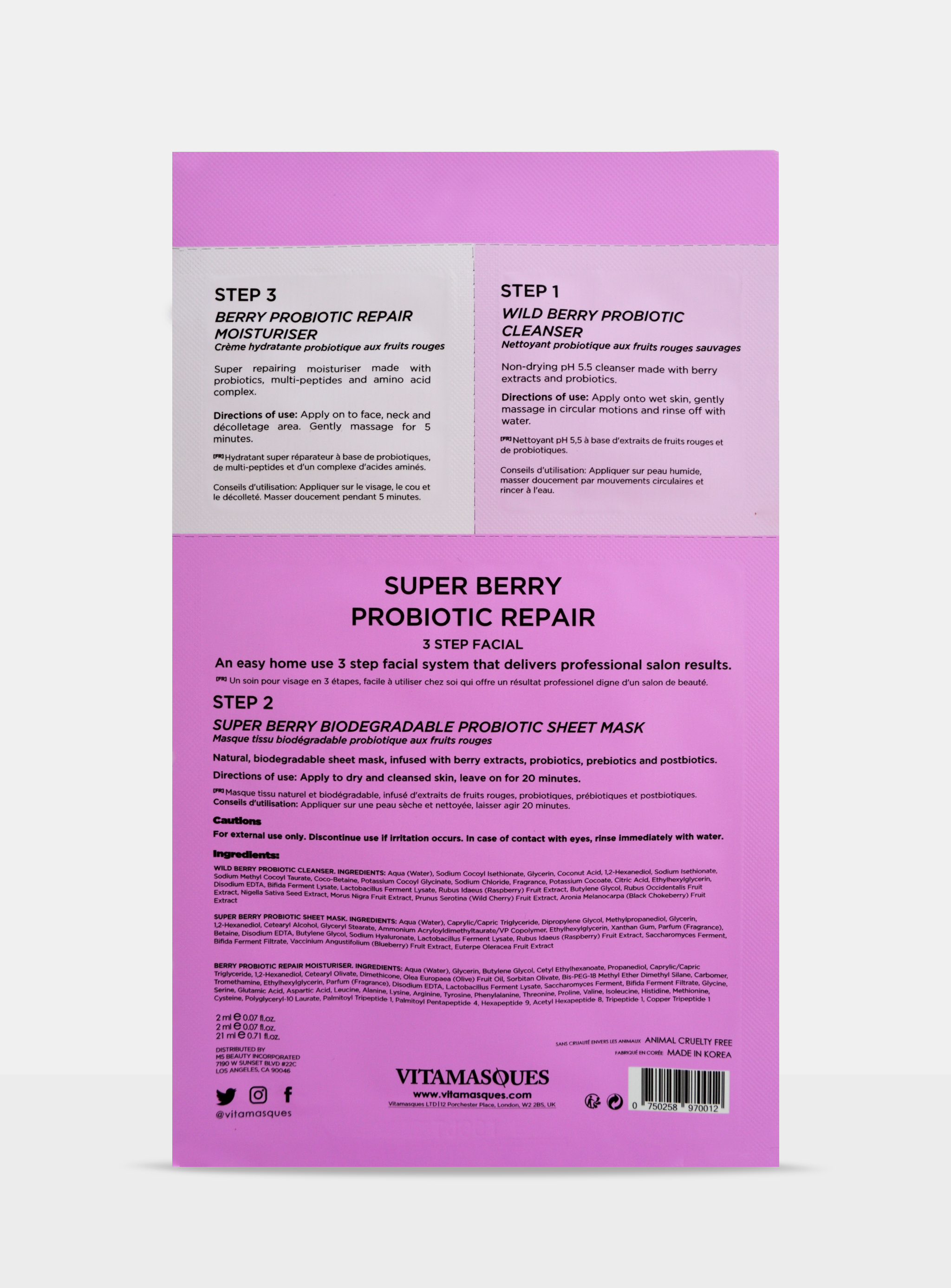Vitamasques US - Wholesale Skincare Face Mask - Super Berry Probiotic Repair Facial 🫐2