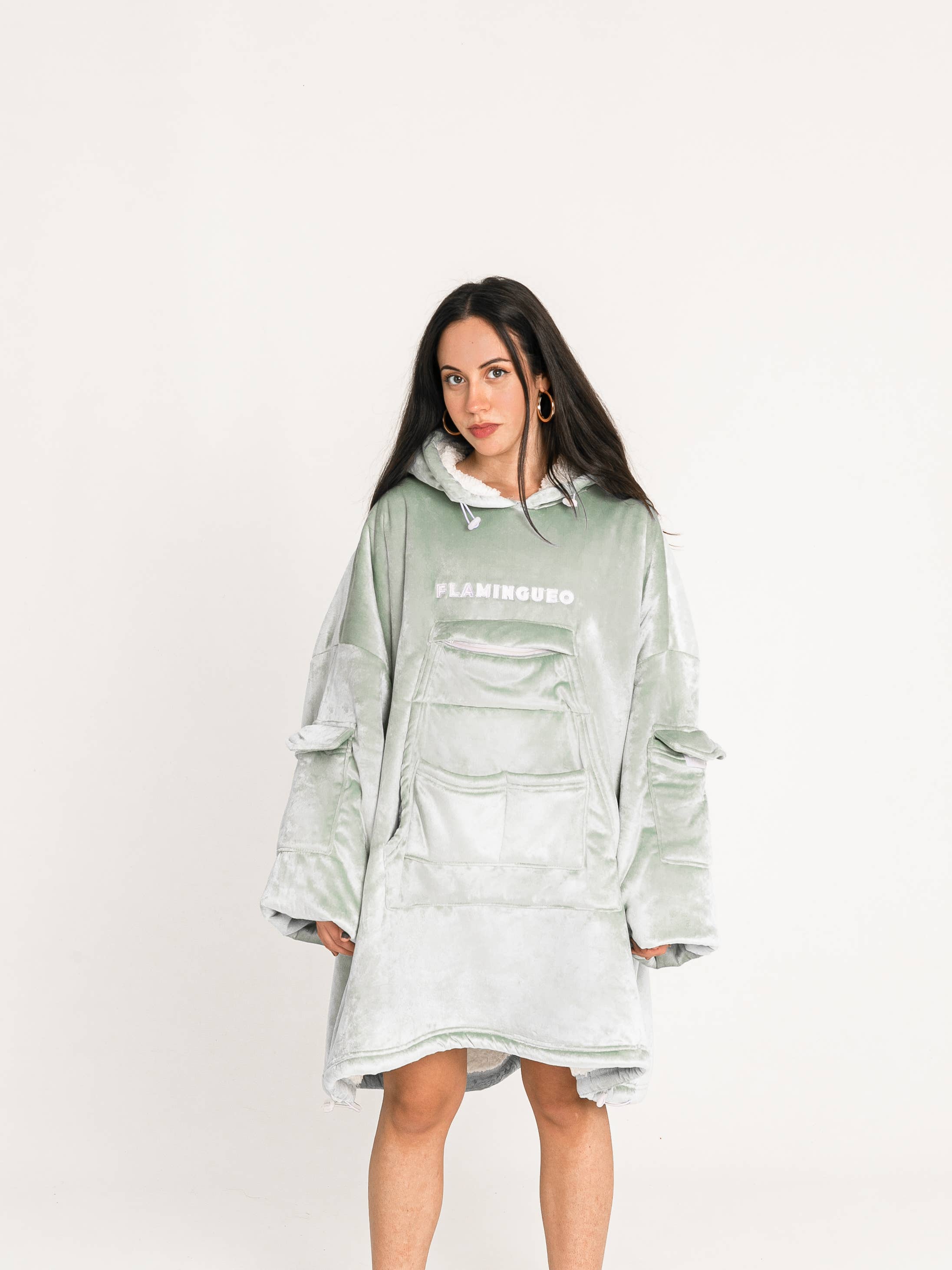 Flamingueo - Wholesale Onesie - Women's - Oversized Unisex Sweatshirt/Blanket Green Color7