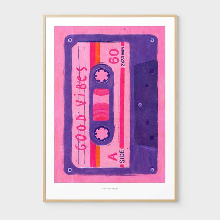 Just Cool Design - Wholesale Kunstprint - Good Vibes cassette | Retro muziek kunstprint A4–A30
