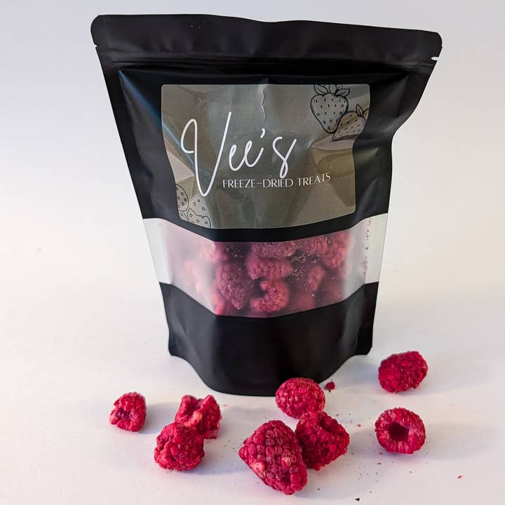 Vee's Freeze-Dried Treats – Fruta seca/desidratada por atacado – Framboesas Liofilizadas