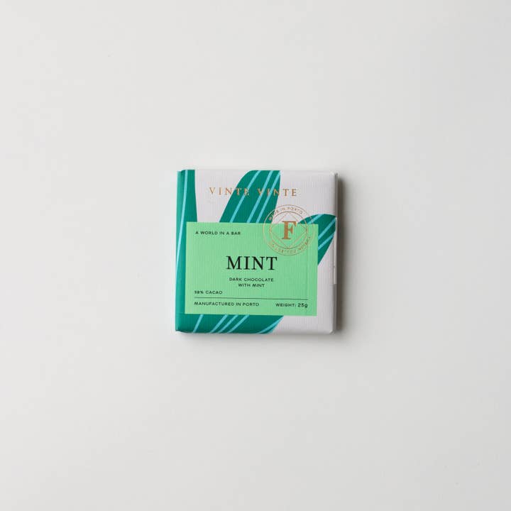 Vinte Vinte Chocolate - Wholesale Chocolate - FUSION DARK CHOCOLATE 58% MINT 25G