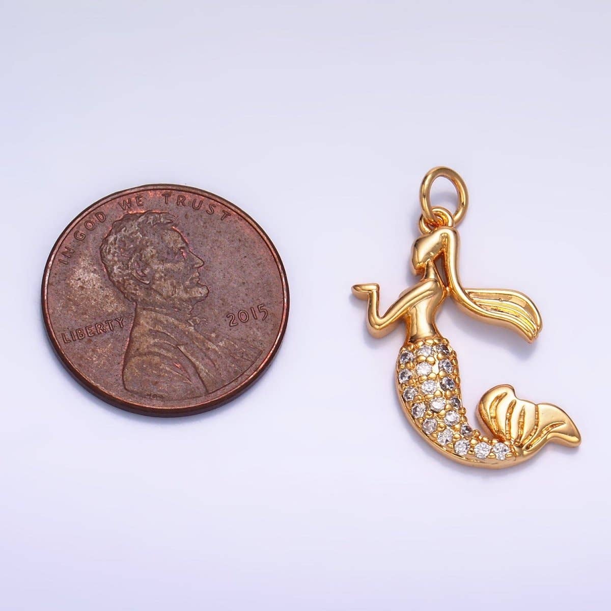 Aim Eternal - Wholesale Individual Charm/Pendant - 24K Gold Filled Mermaid Micro Paved CZ Sea Charm | W2342
