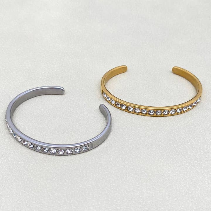 Mio Queena - Wholesale Cuff Bracelet - FGS - Inlaid CZ 18K Gold Plated Stainless Steel Cuff2