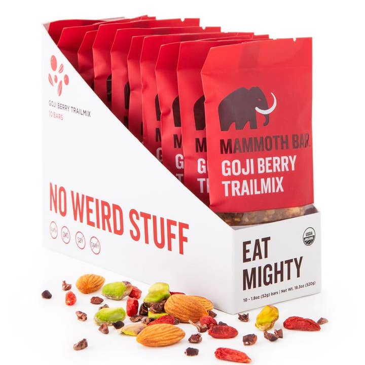 Mammoth Bar - Wholesale Snack Bar - Organic Gluten-Free Goji Berry Trailmix Bar2