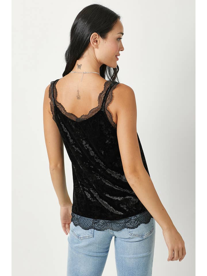 Mystree - Wholesale Camisole - Women's - 60372 Lace Trim Edge Velvet Cami7