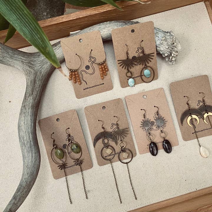 Arid Collective - Wholesale Jewelry Set - Unique Brass & Crystal Earrings | Reiki Infused | Handmade