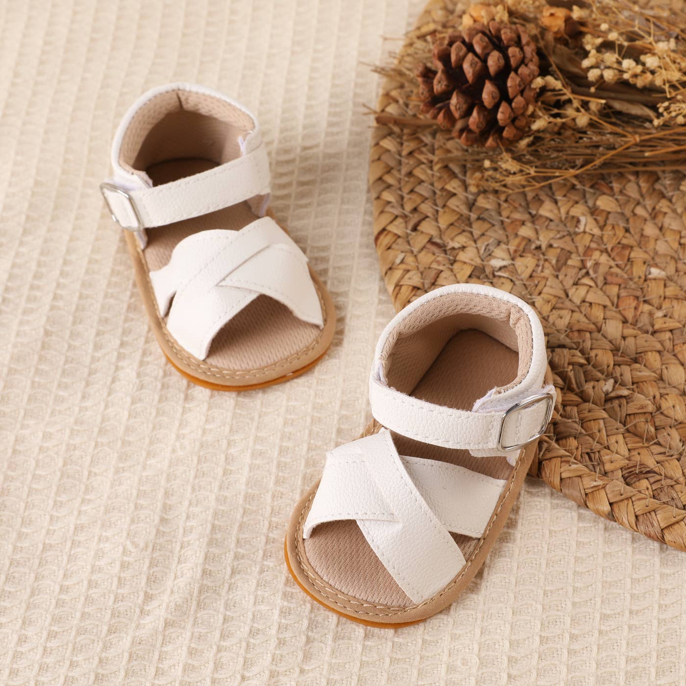 Baby / Toddler Dual Bow Decor Solid Sandals Prewalker Shoes