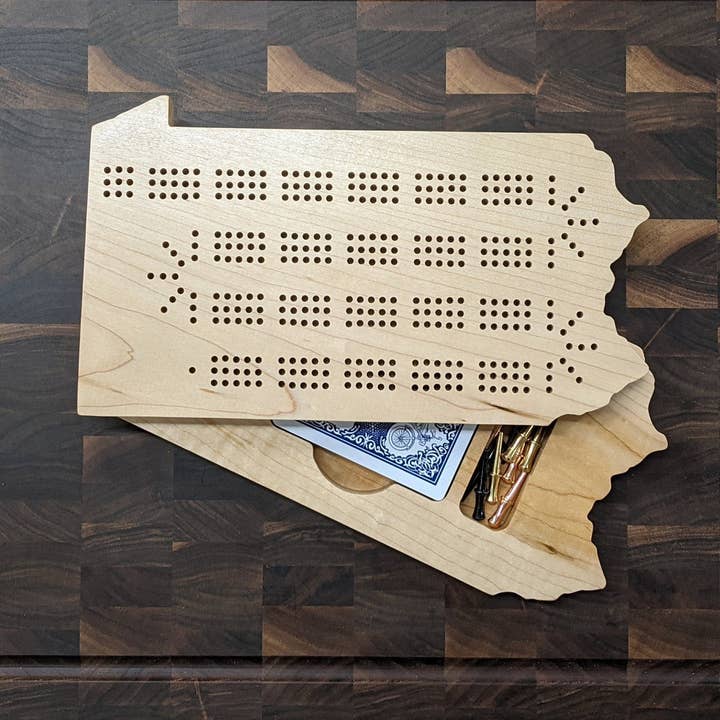 Pennsylvania State PA Travel Cribbage Board, Förvaring Inuti! , Inkluderar kort och pinnar! för wholesale av Arts and Craftsmanship