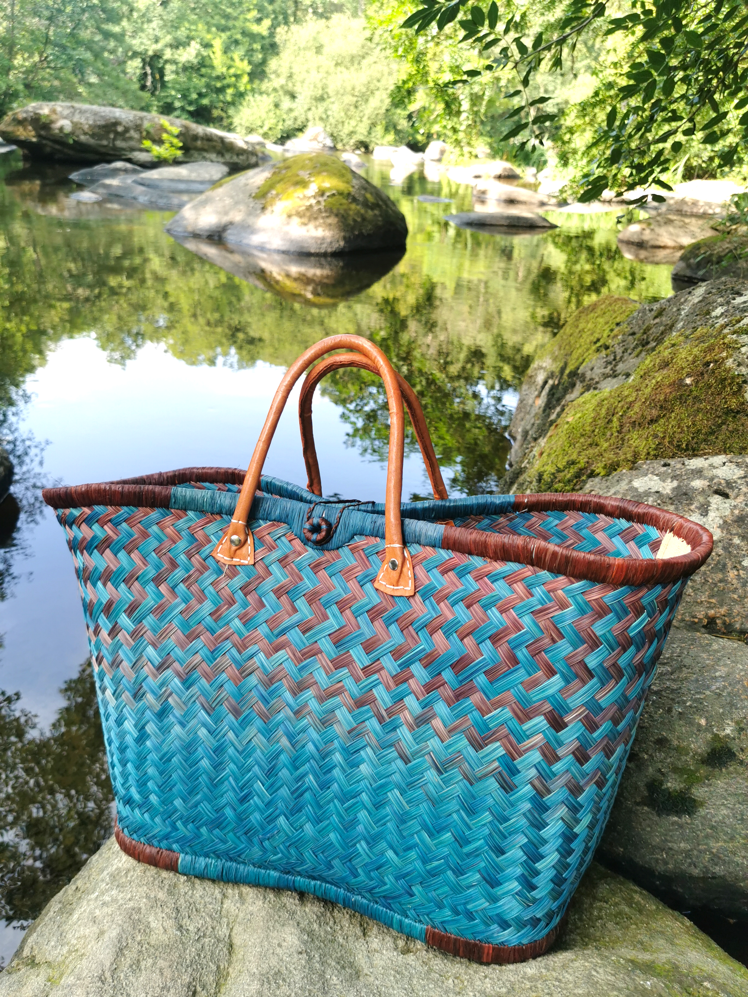 Nature et Fibre – wholesale Livsmedels-/Shoppingväska – Stor färgglad handvävd korg av halm, shoppingväska9