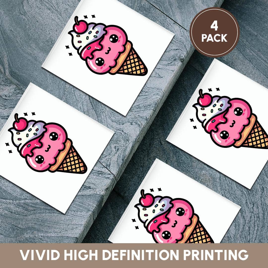 3dRose – wholesale Coasters – 3dRose, Cute Kawaii Illustration Of A Strawberry Waffle Cone Ice Cream, Coaster5