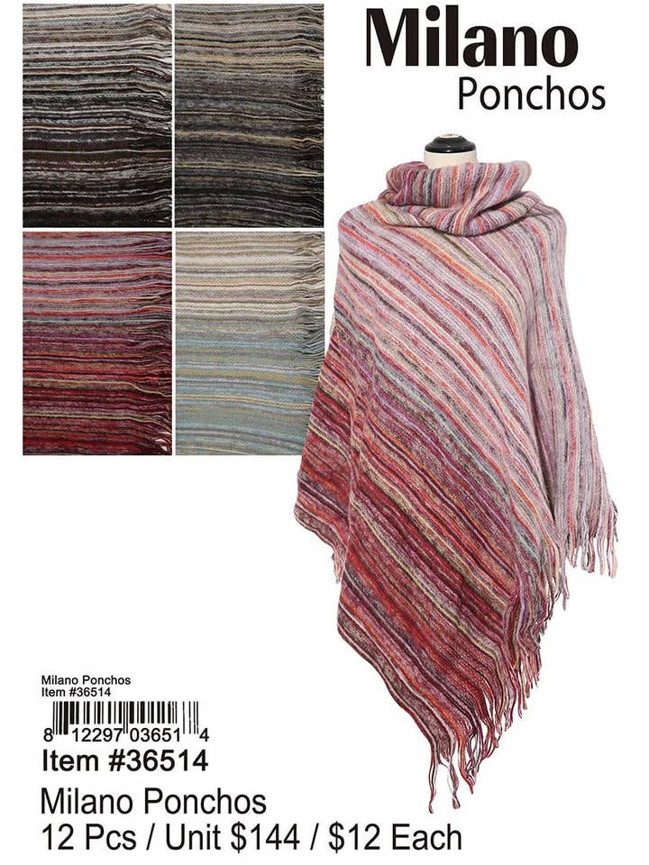 Milano Ponchos 12 uds. para venta al por mayor de Puka Creations
