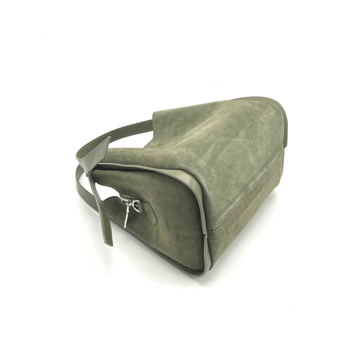 Suie Valentini srl - Wholesale Top Handle Bag - Women's - Suede leather handbag with crossbody strap, Made in Italy, art. 1126389