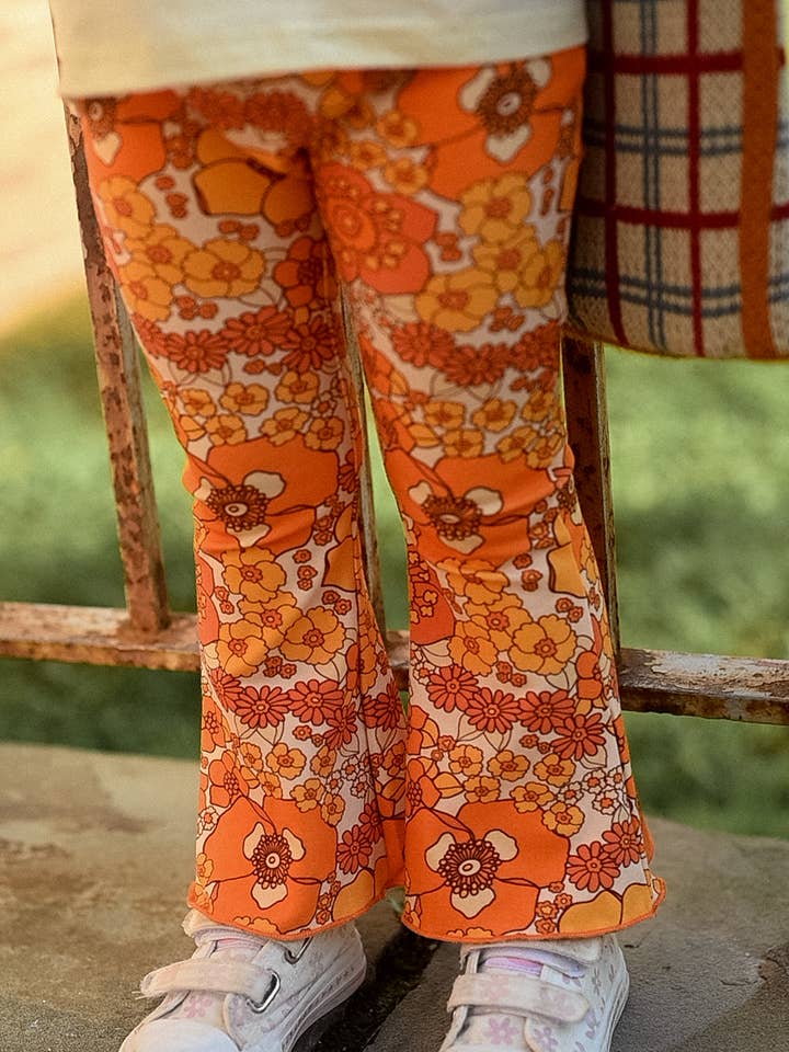 Strawberry Jam Kids - Wholesale Pants - Kids - 70s Flower Power Jersey Knit Bell Bottoms Kid Fall Winter