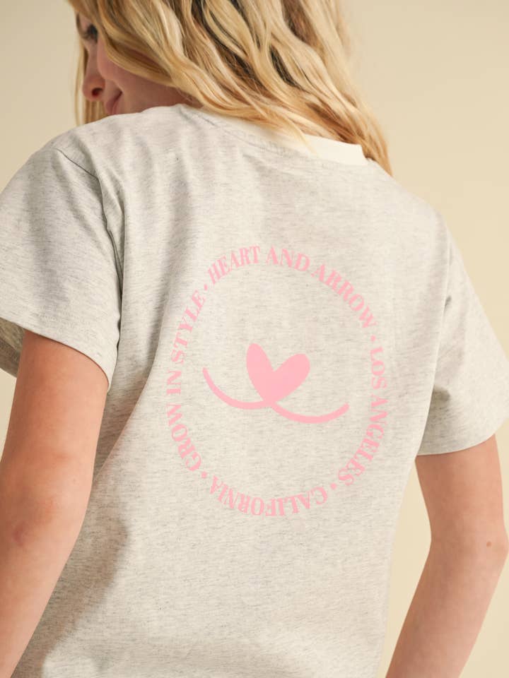 heart and arrow - Wholesale Screen Printed T-Shirt - Kids - TWEEN GIRLS KIDS BOXY SCREEN TOP (7-14)