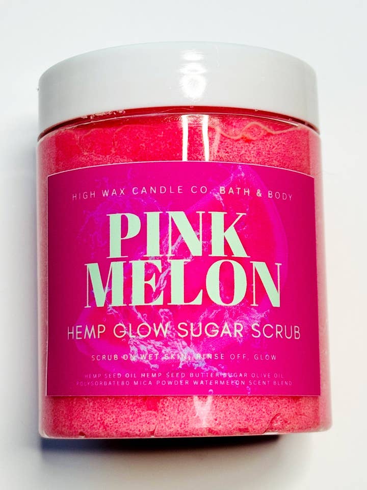 Hanf-Glow-Zuckerpeeling - Pink Melon *unbedingt ausprobieren* GANZ NEUE WASSERMELONE 🍉 überarbeitet von unserem eingestellten Produkt für den Großhandel von High Wax Candle Co.
