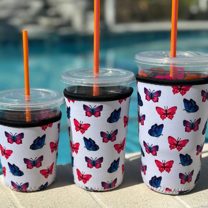 Harris Girls & Co. - Wholesale Drink Huggers & Koozies - Cold Coffee Holder "White Butterfly"0