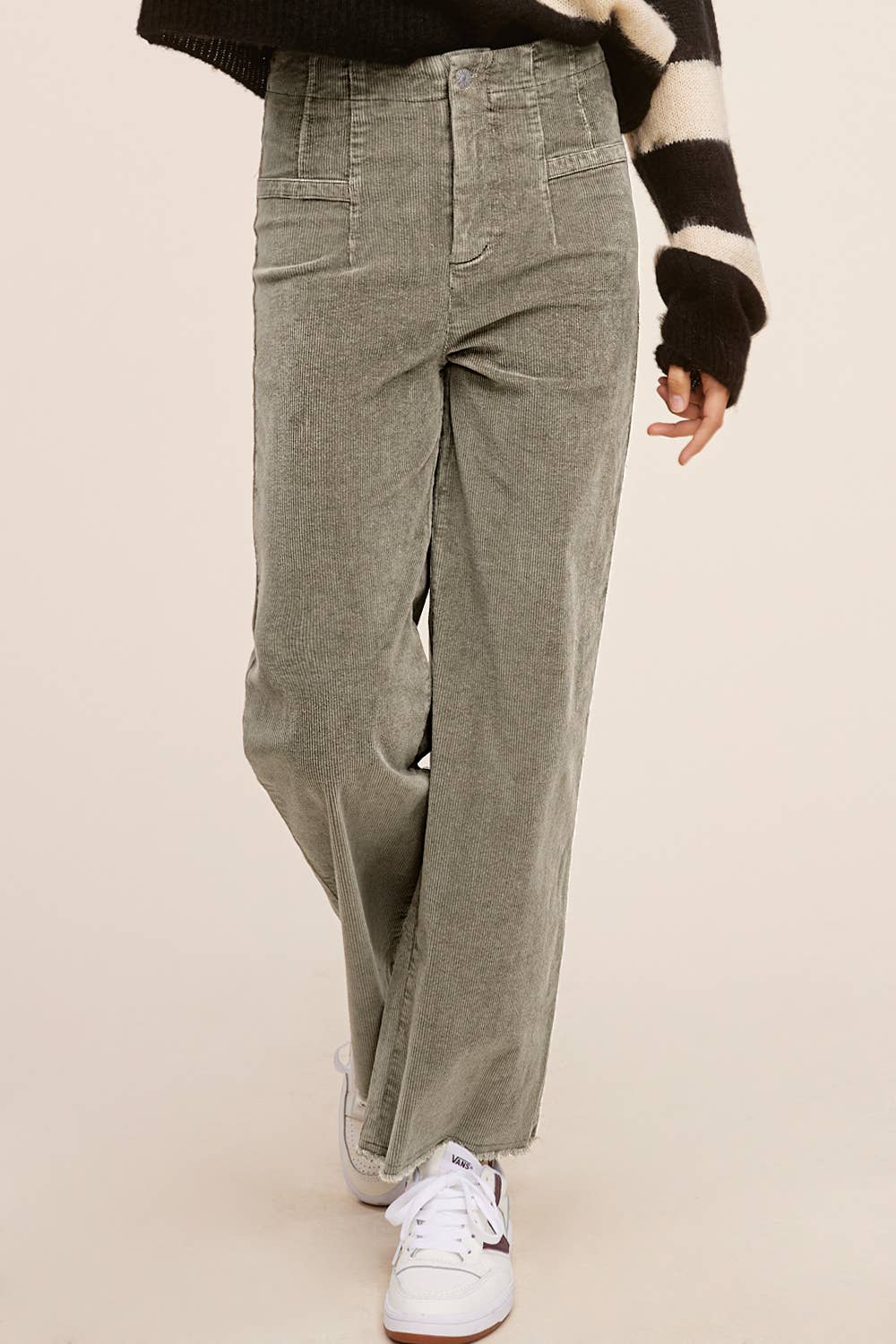 La Miel - Wholesale Pants - Women's - MCP4220-Mineral Washed High Waisted Wide Leg Corduroy Pants17