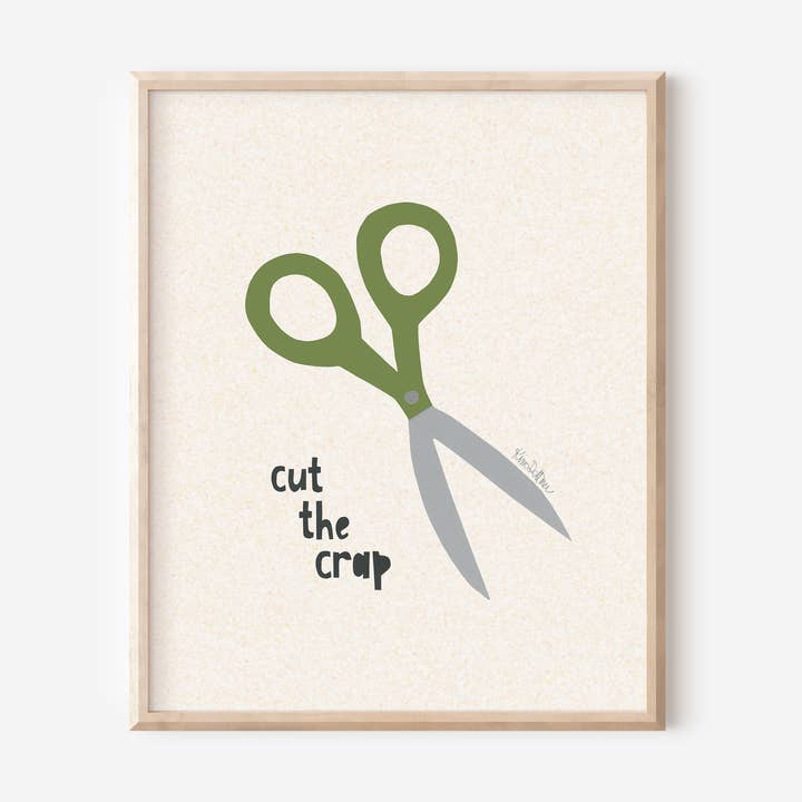 Cut The Crap Art Print - Scissors, Office, School for wholesale by Kim Dettmer Art