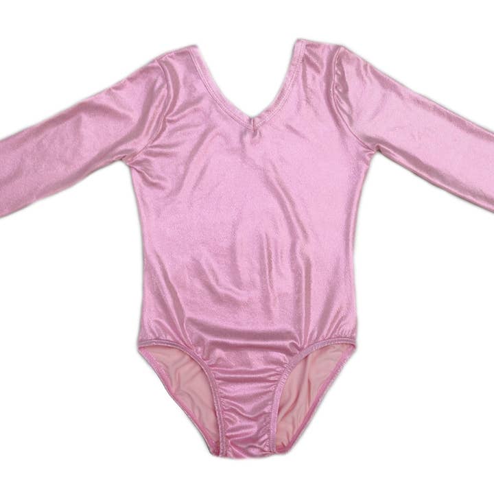 Shiny Pink Long Sleeve Leotard for wholesale by Wenchoice
