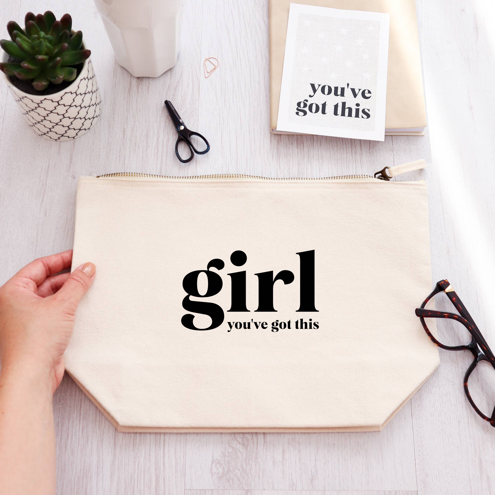 Word Up Creative - Wholesale Makeup/Cosmetic Bag - Girl you've got this Zipped Pouch cosmetic bag1