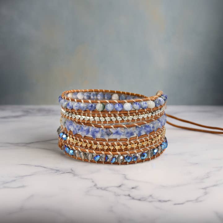 Midnight Tide – Five-Wrap Sodalite Bracelet for wholesale by IST Jewelry