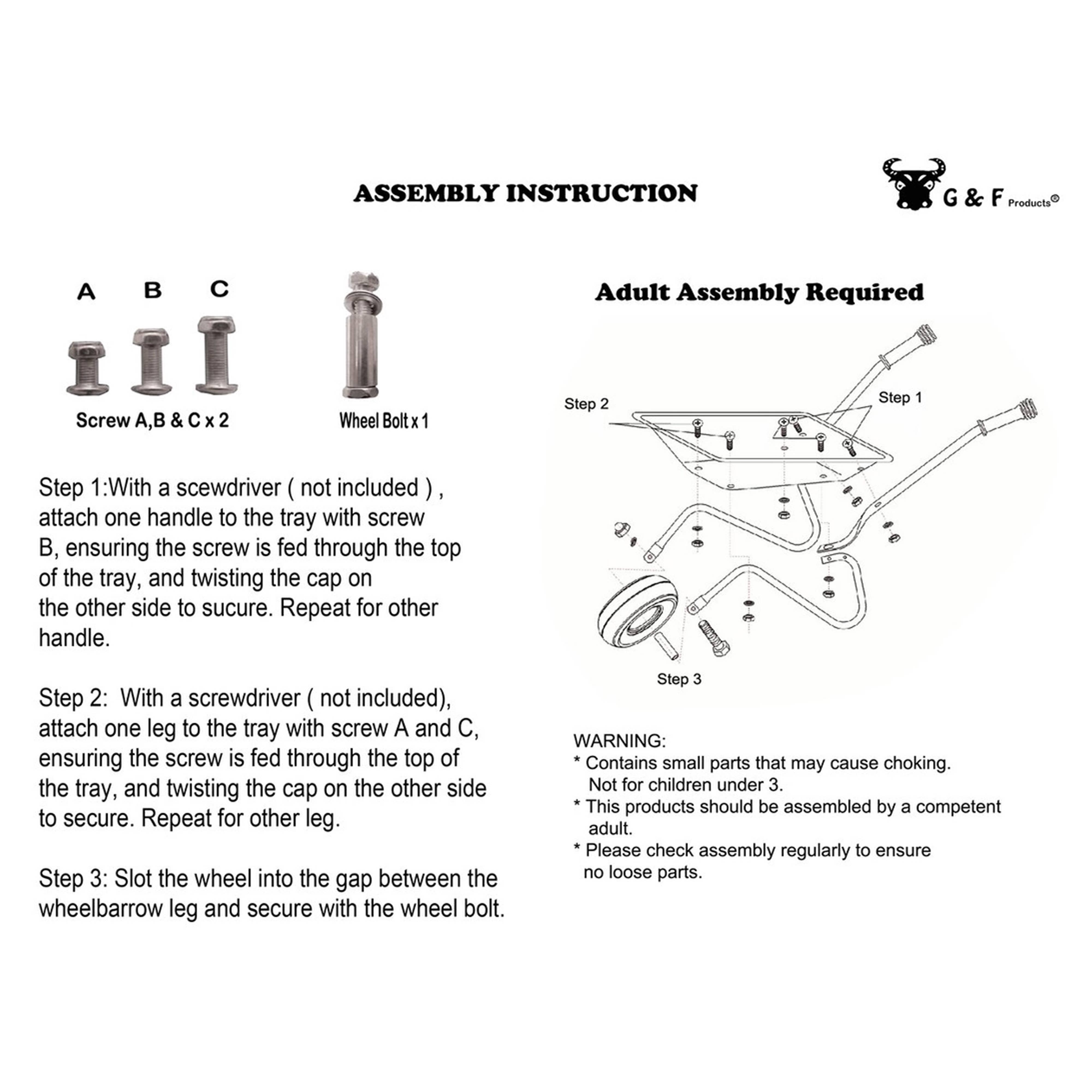 G & F Products - Wholesale Toy set – Kids - Kids Metal Wheelbarrow Durable, Easy-to-Assembly Toy For Fun2