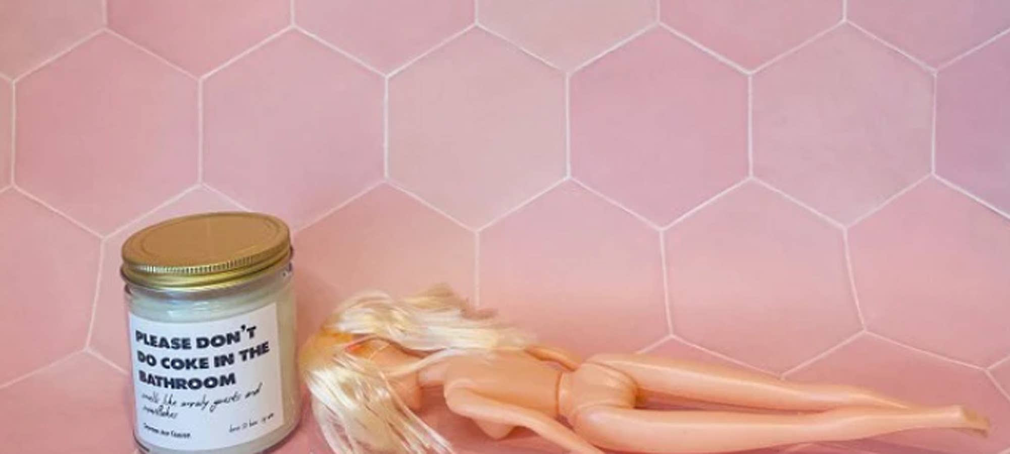 Crimson and Clover Studio – wholesale Jar/filled candle – Please Don't Do Coke in the Bathroom Soy Coconut Candle3