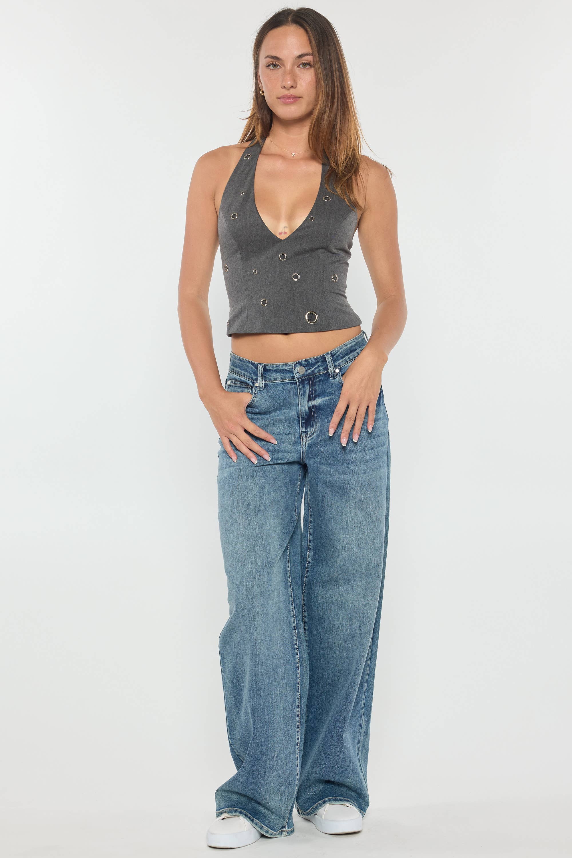 MEDIUM OPEN PACK Mid Waist Relaxed Wide Jeans WEP3614 for wholesale on Faire2