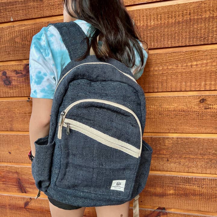 PuzzleStack – wholesale Backpack – Women's – Blue Kumari Pure Hemp Backpack12