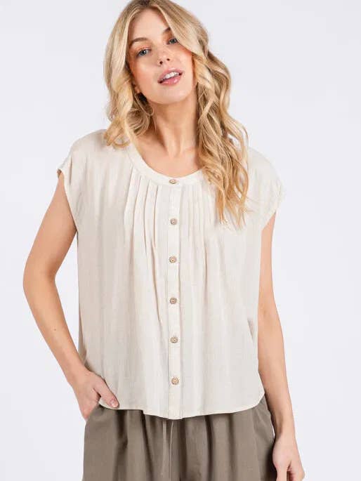 Pintuck Detailed Button Down Shirts - VT3517A for wholesale by Final Touch