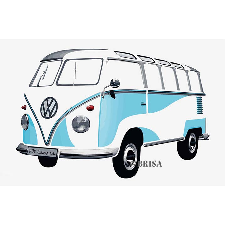 VW T1 Bus Muur Tattoo - Klassiek Blauw voor wholesale door VW Collection by BRISA