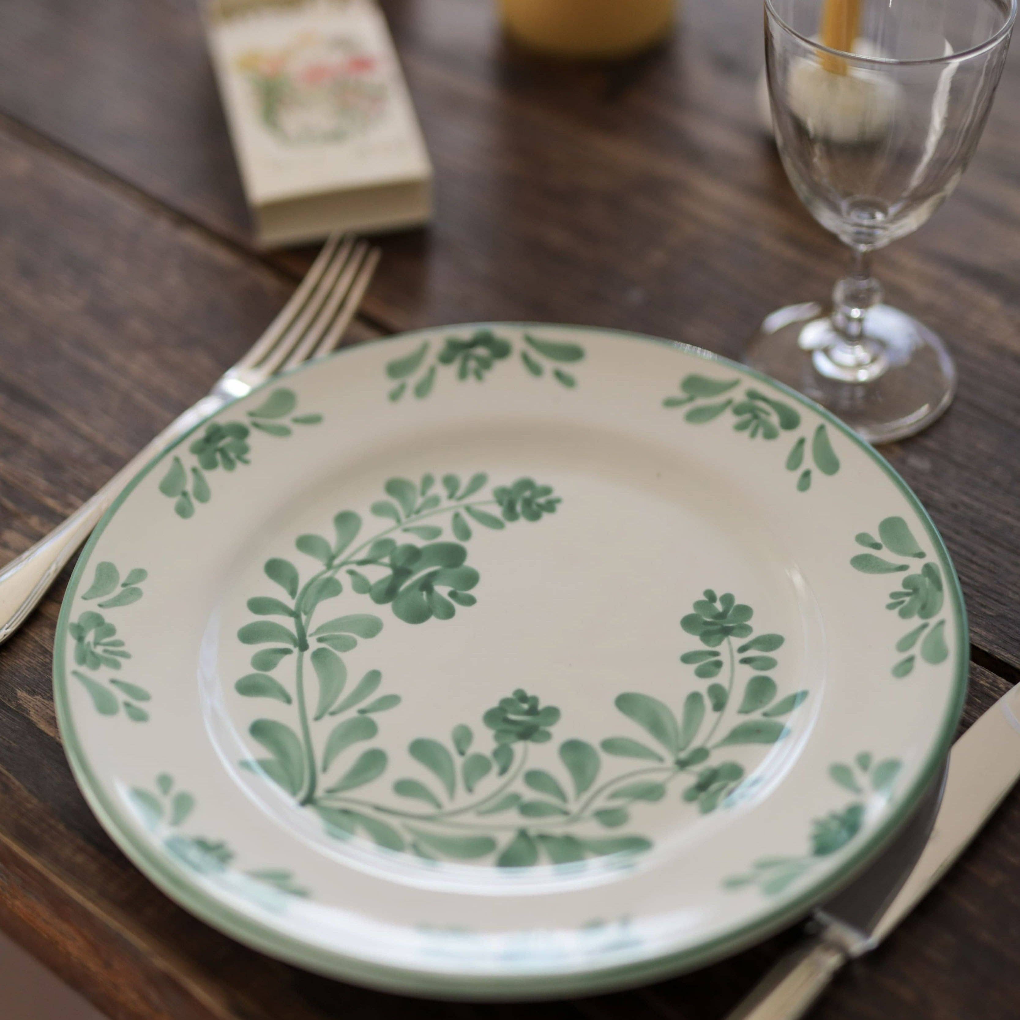 Molleni - Wholesale Dinner Plate - Ceramic plate green floral print - Sophia3